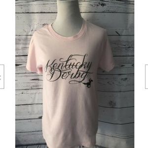 Kentucky Derby T Shirt Light Pink Sz S SS Cursive